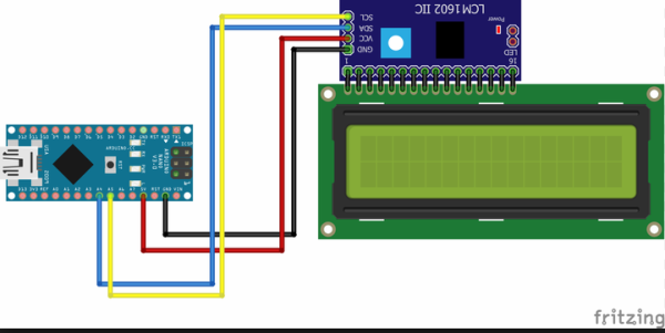 I2C LCD1602 PINOUT-Arduino NANO