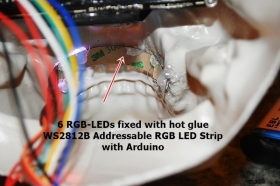 WS2812B soldering and heatshrinking tube fixed in the Skull